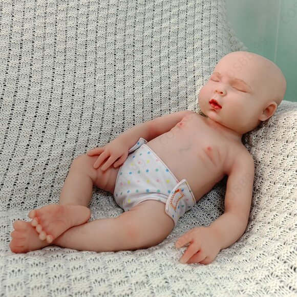 45cm Sleeping Full Platinum Silicone Reborn Baby Dolls Newborn Girl 5.94lbs Baby - Picture 1 of 15